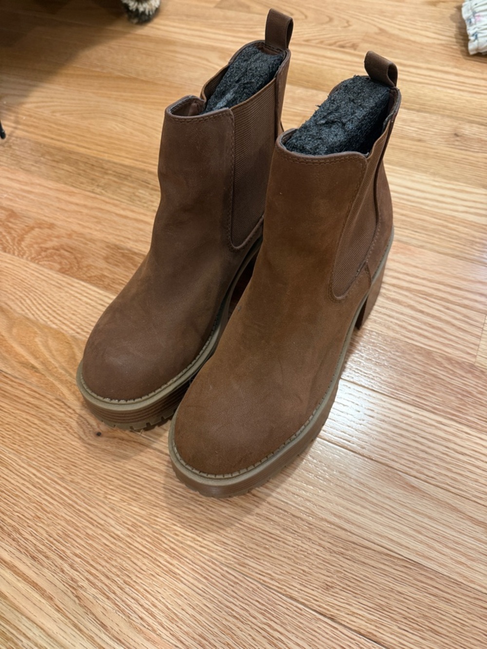 MIA Brown Suede Platform Chelsea Boots